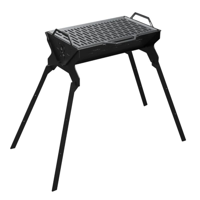 Grătar portabil tip trusă – inox + oțel carbon, picioare detașabile